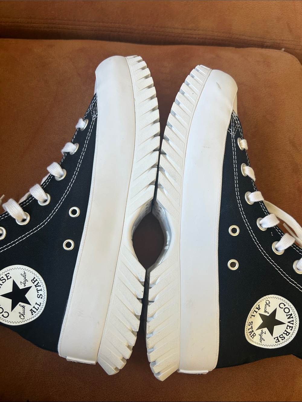 Black High-Top Canvas Platform Sneakers with White Accents - Picture 4 of 12
